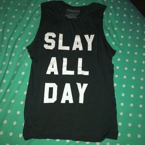 Black and white slay all day tank top
